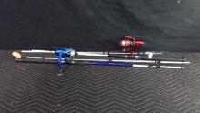 2 Fishing Poles, 2pc Poles with Reels