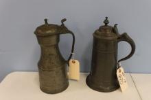 TWO COVERED LIDDED WINE VESSELS