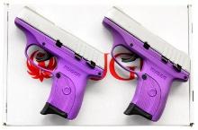 CONSECUTIVE PAIR OF RUGER PURPLE & SILVER MODEL