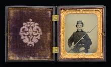 FINE SIXTH PLATE RUBY AMBROTYPE OF UNION