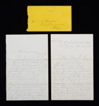 VERY RARE NEVIN CUSTER LETTER TO GEORGE CUSTER.