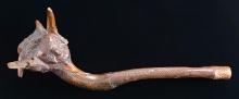 PENOBSCOT TRIBE CARVED FIGURAL WAR CLUB.