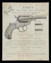 RARE 1877 DATED COLT ILLUSTRATED AD SHEET FOR