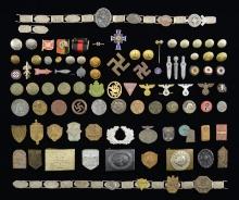 WWII GERMAN BUCKLES, TINNIES, BUTTONS, EAGLES, &