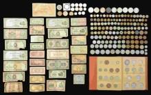 227 FOREIGN COINS & 27 BANK NOTES.
