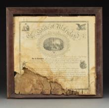 STATE OF MARYLAND CERTIFICATE IN FRAME MILITARY