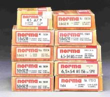10 BOXES OF NORMA AMMO.