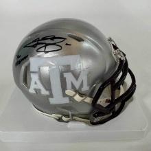 Autographed/Signed Johnny Manziel 12 Heisman Texas A&M Aggies Silver Flash Mini Helmet BAS COA