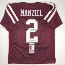Autographed/Signed Johnny Manziel 12 Heisman Texas A&M Maroon College Football Jersey JSA COA