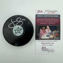 Autographed/Signed Jamie Benn Dallas Stars Logo Hockey Puck JSA COA
