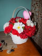 Basket with fake flowers