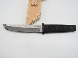 Plys Tanto Style Fixed Blade Knife with Hand Made Leather Sheath