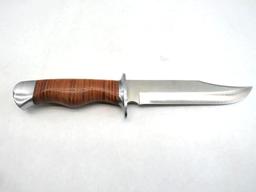 (2) Fixed Blade Knives with Hand Made Leather Sheath