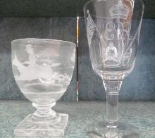 (2) Etched Glass Cups