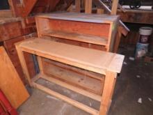 (2) Wood Shelves and Wooden Bench
