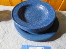(15) Blue Agateware Dinnerware