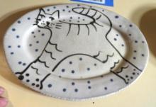 Stephen Kilborn Handmade Ceramic Cat Platter