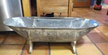 Antique Child's Tin Bathtub and (2) Tin Canisters