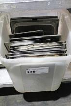 1 LOT - CONTAINER OF MISC. STAINLESS STEEL INSERT PAN LIDS