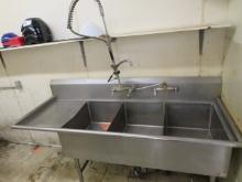 76-INCH 3-COMPARTMENT SINK W/LEFT-HAND DRAIN BOARD