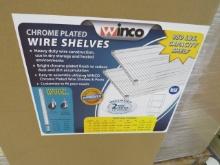 NEW IN BOX WINCO 24X48 CHROME METRO RACKS (4 POSTS, 4 SHELVES)