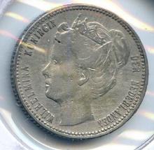 Curacao 1900 silver 1/4 gulden about XF