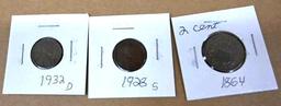 1901, 1908, 1932 D & 1928 S Cent Coins