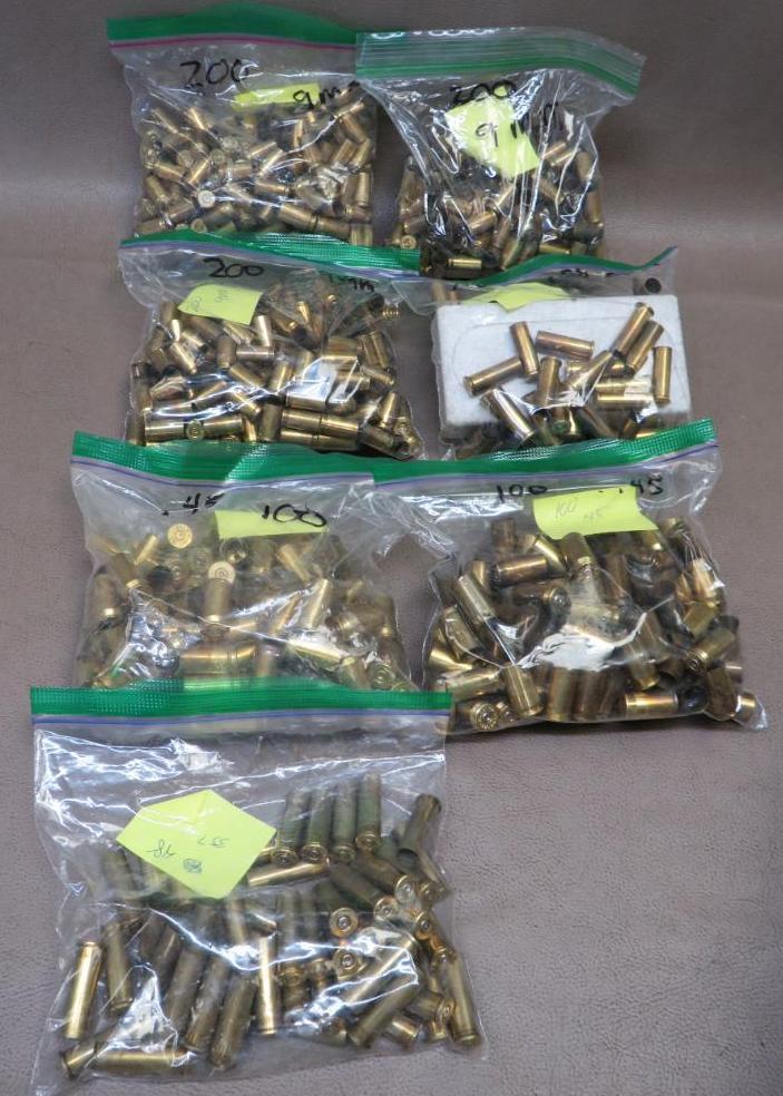 9mm, 45 ACP,38 SPl and 357 Magnum Brass for Reloading