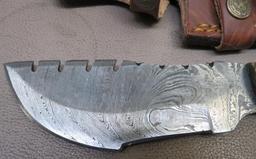 Damascus Pattern Saw back Blade Heavy Camp or Survival Knife