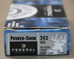 20 Cartridges Federal Power Shok 243 Win Ammunition