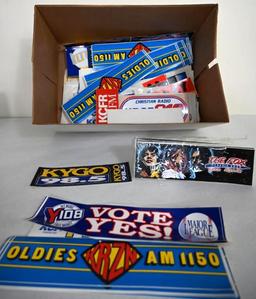 Box of Vintage Radio Bumper Stickers