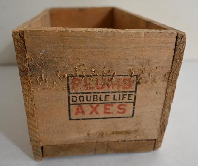 Antique Plumb Double Life Axes Wooden Box