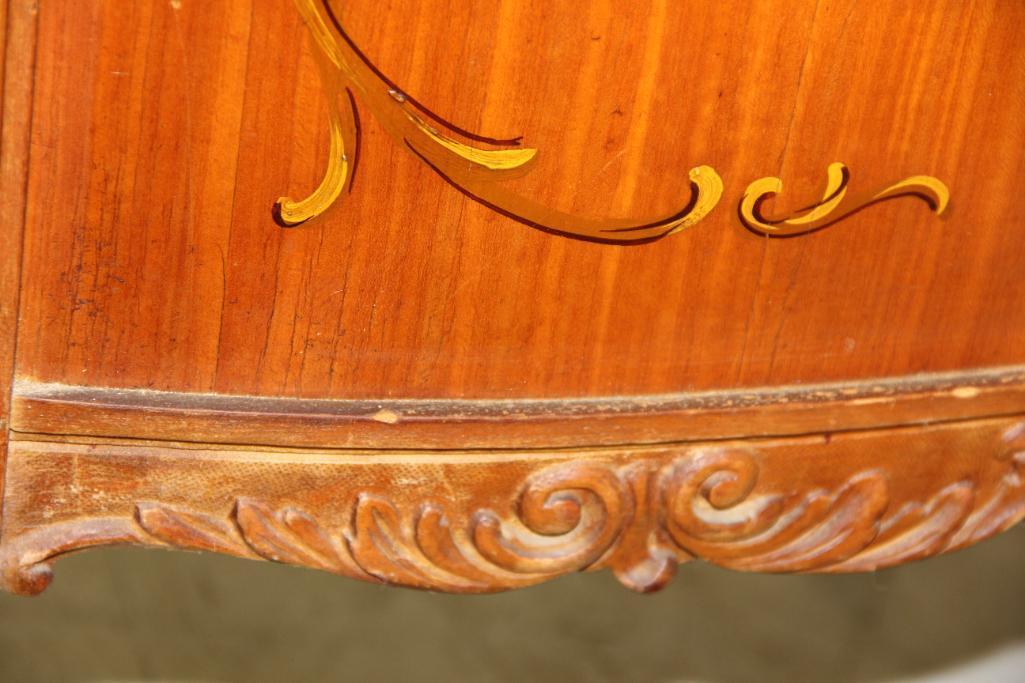 Elegant Antique French Wood Desk with Floral Painted Accents