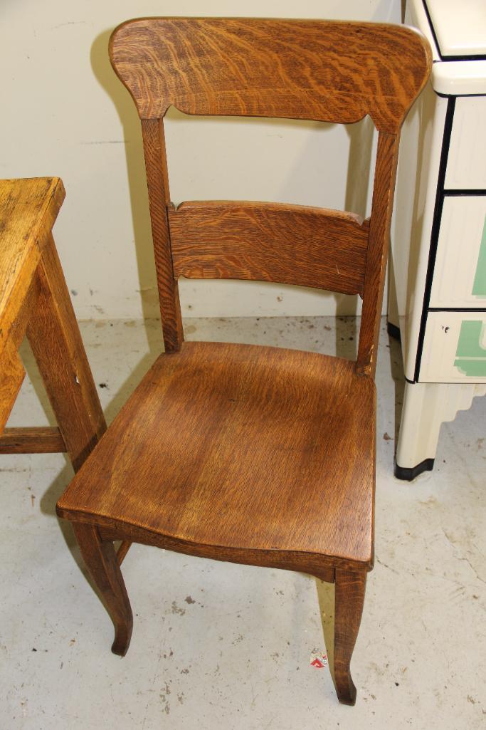 Antique Wood Table and Chair