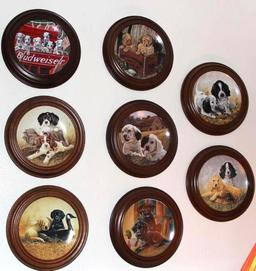 8 Collectible Dog Plates by Knowles in Wood Frames