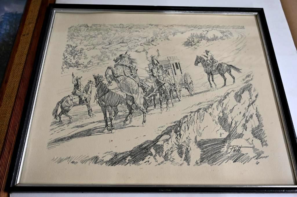 Train Print & Western Drawing by Putt