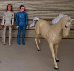 Six Marx Figurines with 2 Plastic Horses