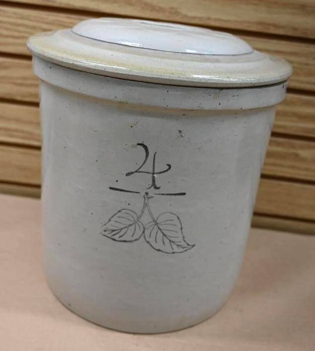 4 Gallon Antique Crock with Leaf Motif