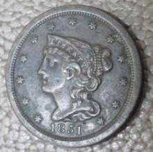 1851 US Half Cent Braided Hair Coin
