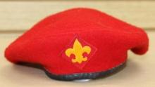 Two Red Wool Beret-Style BSA Hats