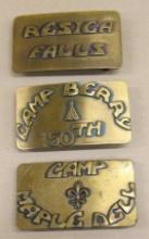 Three Full-Size Brass BSA Belt Buckles