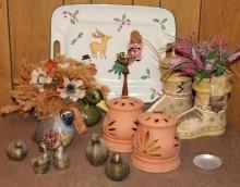 Terra Cotta Candle Holders, Brass Birds, and More Decorative Items