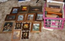 Collection of Small-Medium Wood Frames, Some With Art, and More