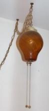 Amber Glass Hanging Lamp
