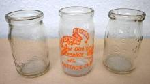 Three Vintage Cottage Cheese Containers