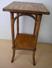 Antique Plant Stand with Wicker Wrapped Legs