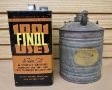 1001 Finol Oil Tin & 1 Gallon Oil Can