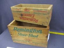 2 Remington Wood Shell Boxes 12Ga. & 410