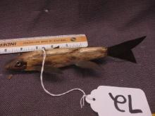 Indian Feather Covered Wood Spearing Decoy