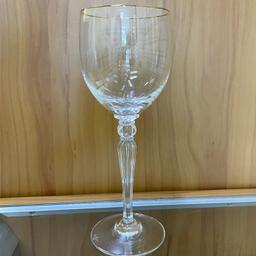 Waterford Carelton Gold Crystal Water Goblets Set Of 12